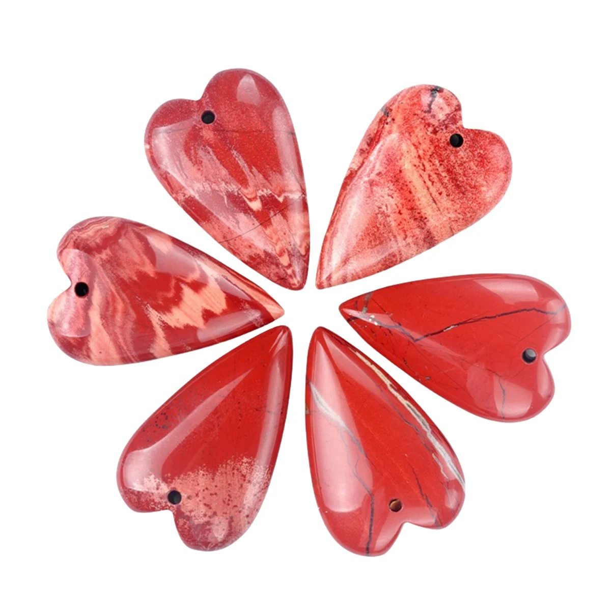 Natural Red Jasper Heart Gemstone Pendant for DIY Making Jewelry Necklace Healing Chakra Crystal Teardrop Decor 25x40mm - view 2