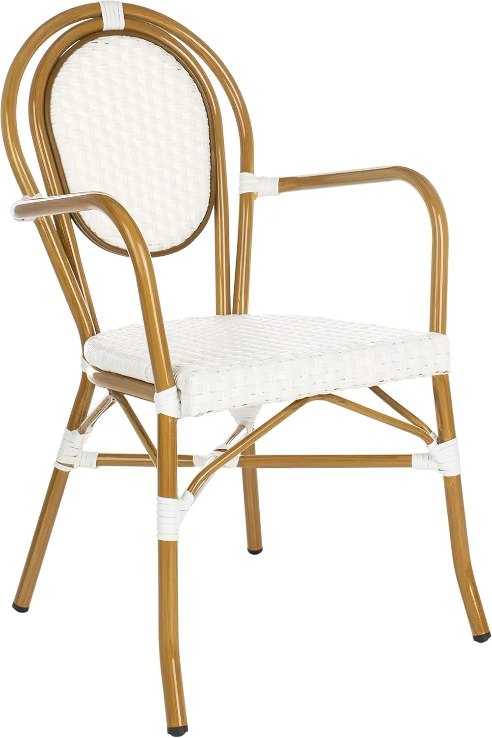 Rose French Bistro Empilhável, Coleção Exterior, Conjunto de 2 Cadeira Braço, Pat4014D-SET2, Branco