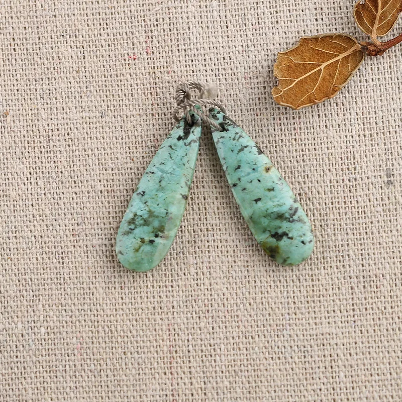 B&F African Turquoise Earring Beads, Handmade Natural stones beads, Polished Stones for jewelry Making Supplies