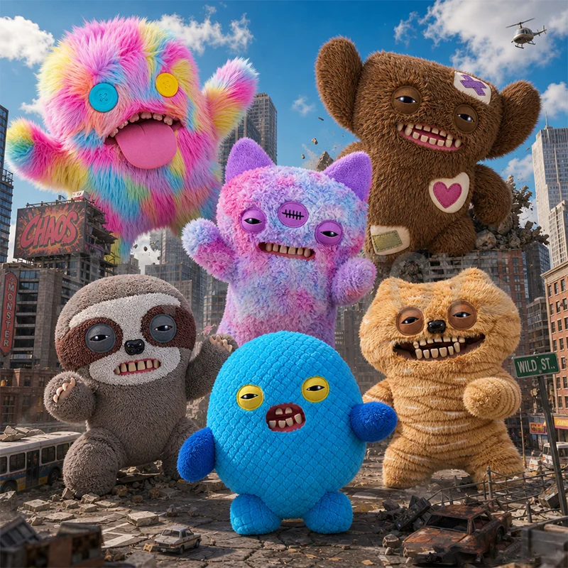 Original Fuggler 18 in BIGG FUGG 2 Animal Plush Toy Soft Stuffed Sloth Alien Rainbow Teeth Monster Collectible Kid Birthday Gift