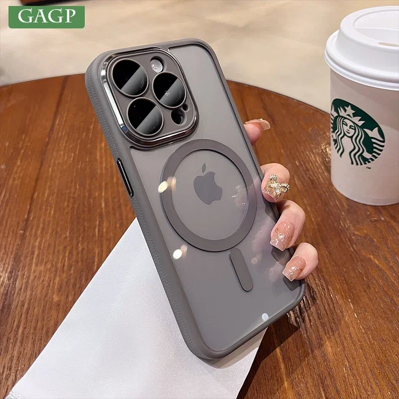 

Original Titanium Gray Case for iPhone 15 Pro Max Magsafe Cases for iPhone 12 13 14 15 Pro Max 14Pro 15 Plus Camera Protector