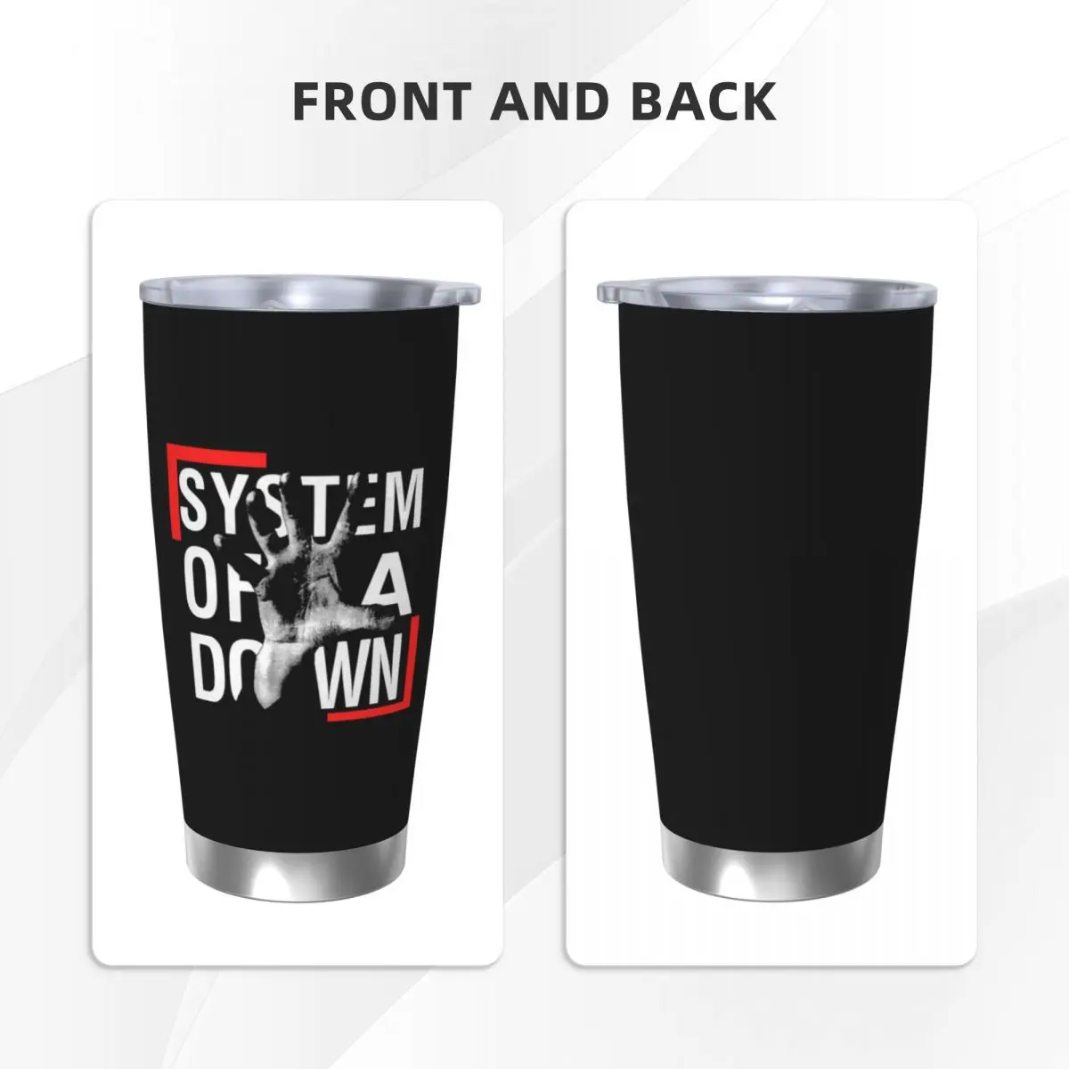 Proud Band System Of A Down Tumbler Vacuum Insulated Metal Music Thermal Cup Stainless Steel Outdoor Mugs Hot Cold Drink, 20oz