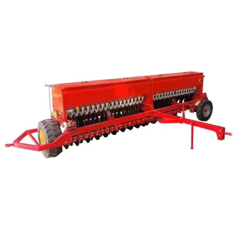 Agricultural tractor hooked 18 rows of wheat seeder, alfalfa seed seeder
