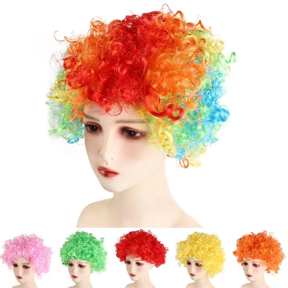 Fancy Party Rainbow Clown Props Adult Kids Football Fans Wigs Funny Wig Synthetic Wigs Cosplay Hairs Costume Party