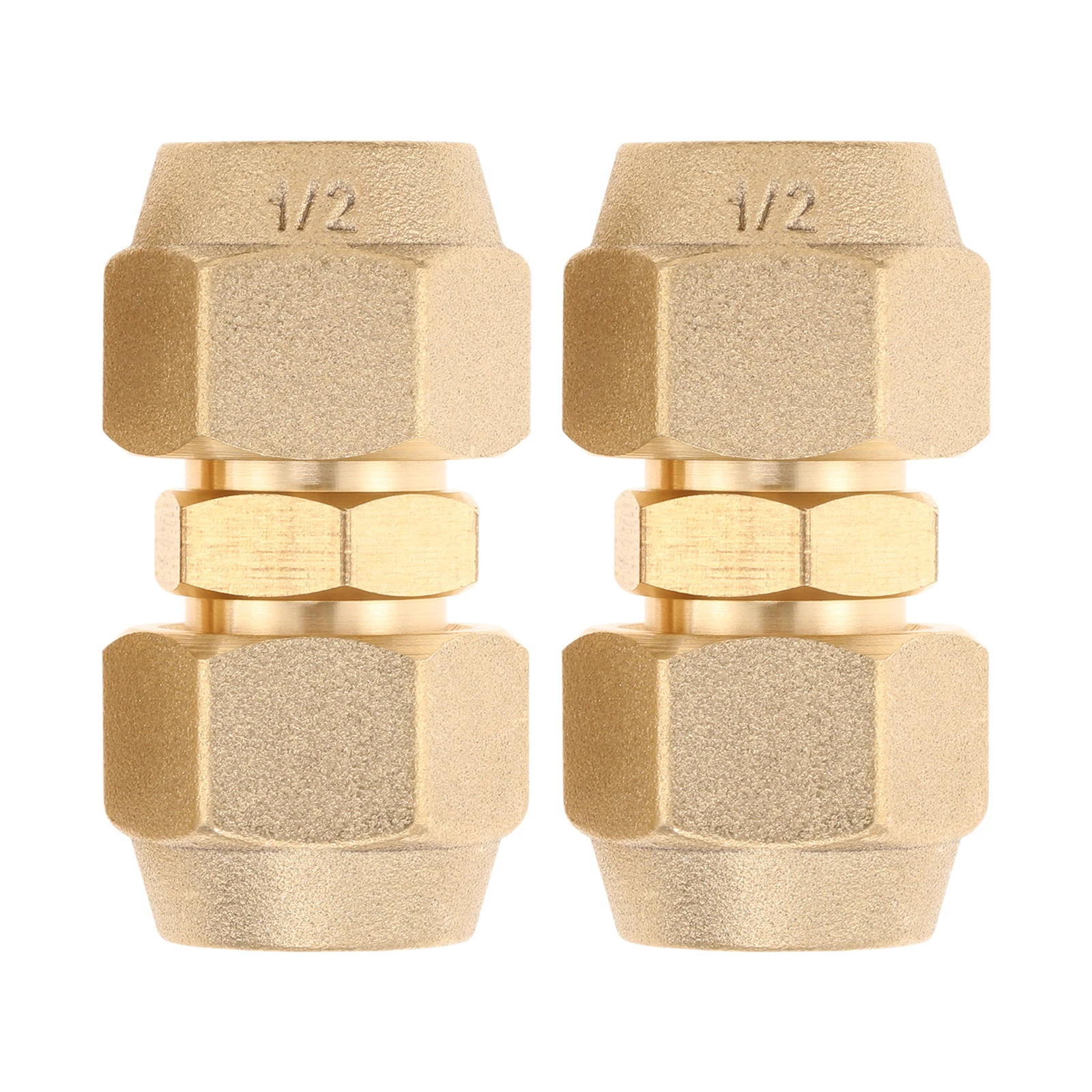 2pcs Solid Brass Air Conditioning Fittings for Quick Connecting 1/2Inch 12.7mm Copper Pipe Double End No-weld Plumbing Coupling