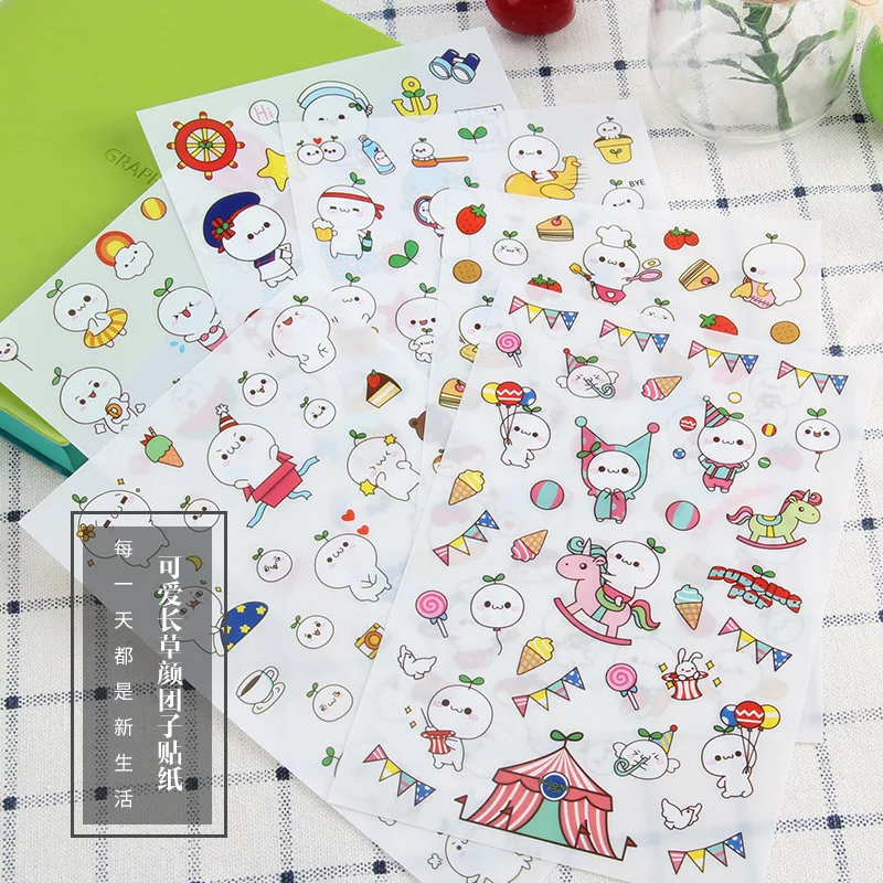 6pcs/lot Korean Waterproof Cartoon Cute Transparent Diy Decoration Stickers Hand Account Stickers Kawaii Plastic Cup Stickers