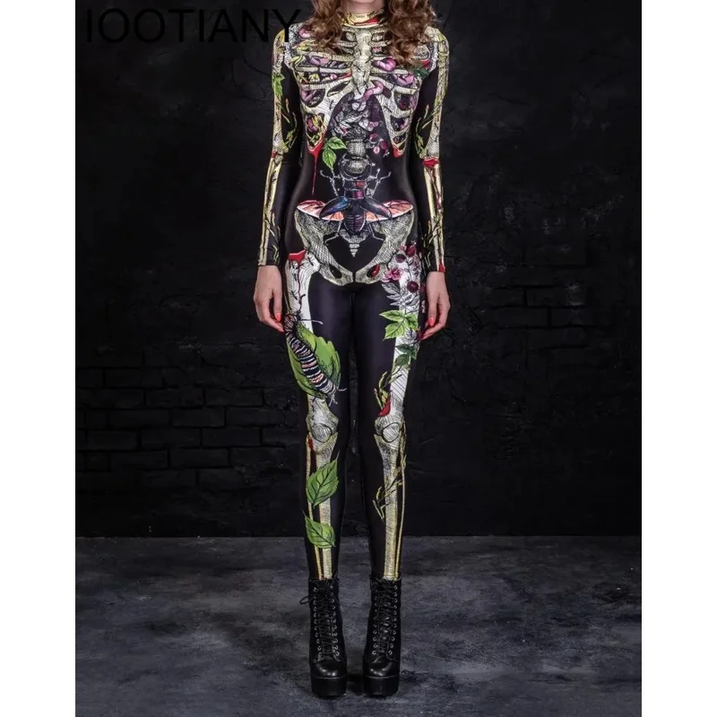 IOOTIANY 3D Printing Robot Punk Jumpsuit Catsuit Sexy Women Cosplay Costumes Zentai Halloween Bodysuit 2023 OI1084
