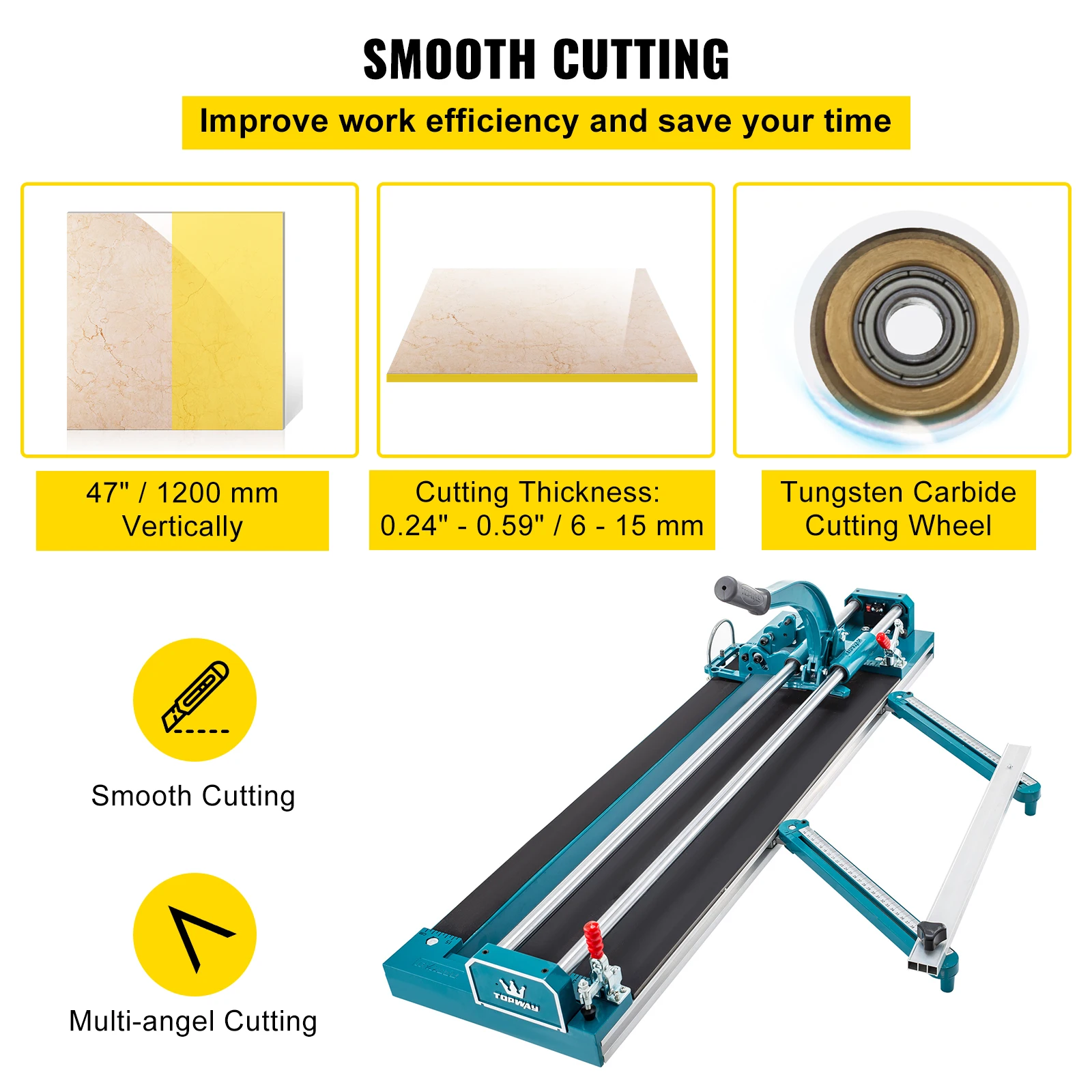 

SIHAO 47 Inch Dual Track Manual Tile Cutting Machine High Precision Laser Positioning Tool for 1200mm Stone Tile
