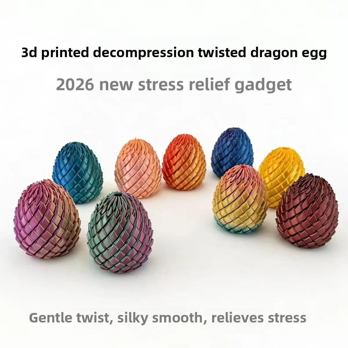 3D Printed Dragon Egg Stress Toy Articulated Stretching Sensory Fidget Toy Deformable Dragon Egg Gift for Adult Fidgets