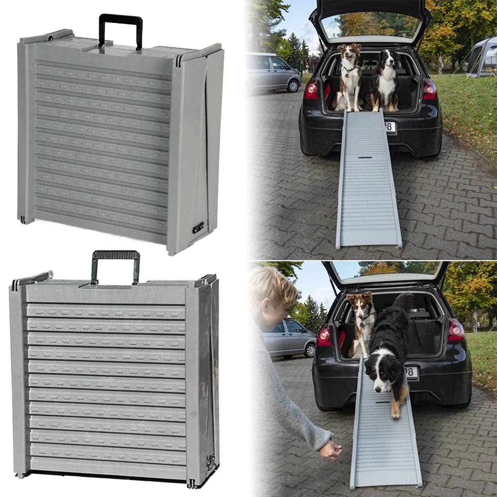 Folding Foldable Car Ramp for Dogs Non-Slip Rug Surface Portable Dog Ramp 59x15.8 Inch Pet Ramp Stairs for Large Dogs SUV Truck