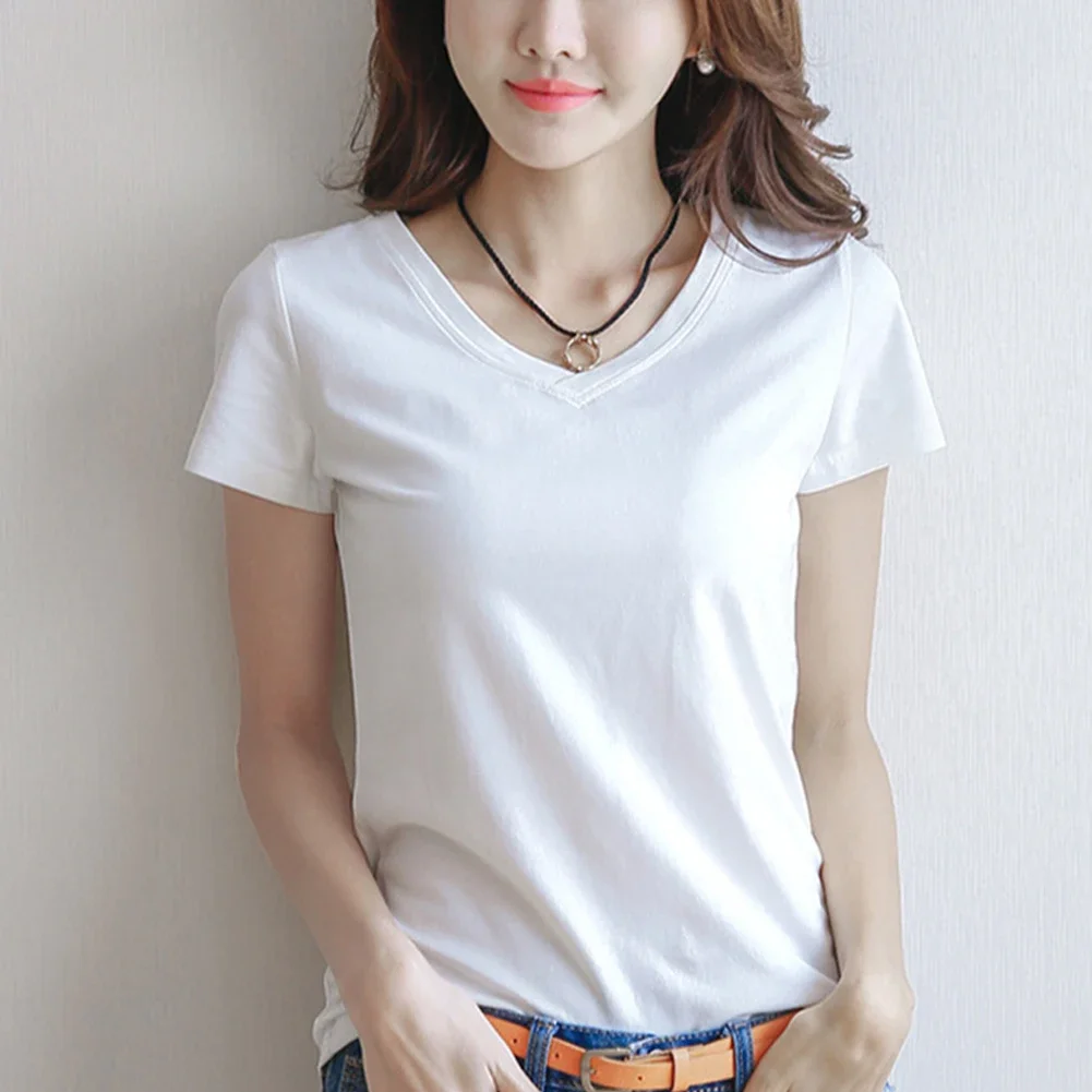 Women's Spring And Summer Cotton Short-sleeved T-shirt Women's T-shirt Slim Casual T-shirt