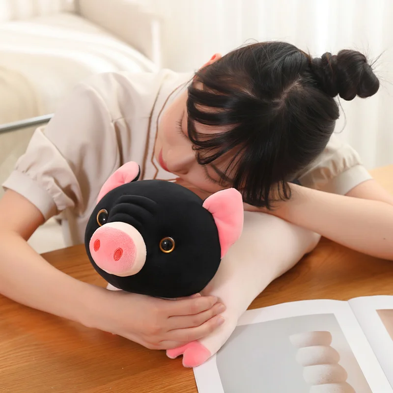Simulation Cute Black Face Piggy Plush Pillow Toy Cartoon Stuffed Animal Pig Plushi Cushion Doll Anime Soft Kids Toys Home Decor