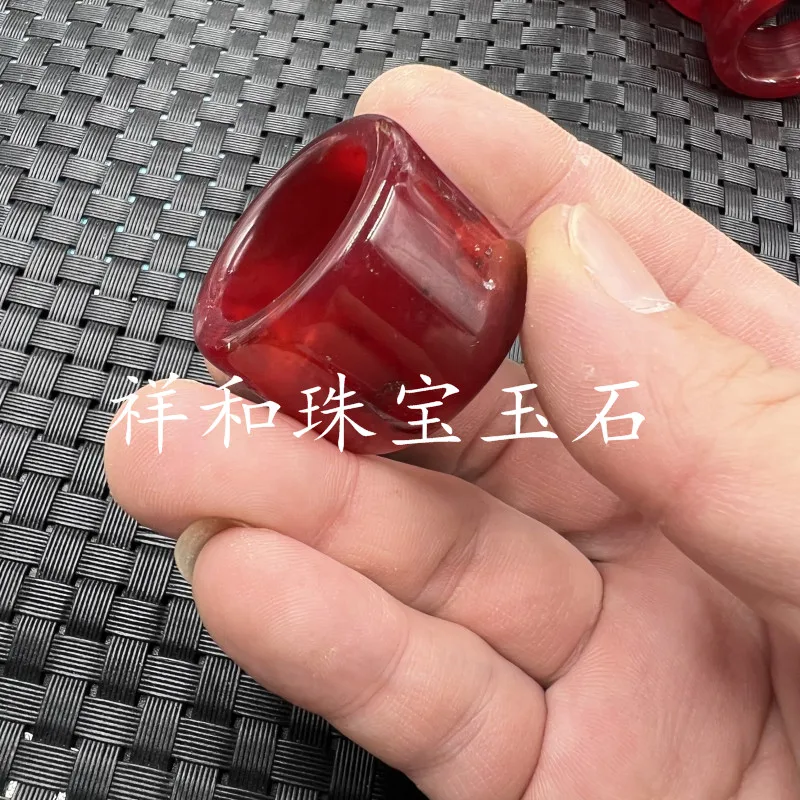 Xiuyu Chicken Blood Jade Widened Ring Large Jade Red Ring Handpiece