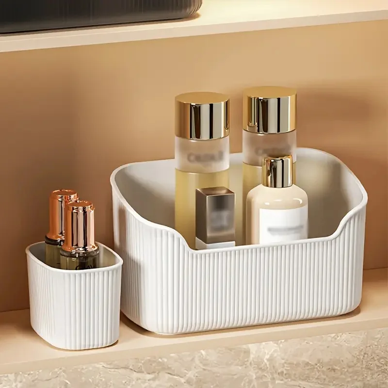 Boîte carrée en plastique pour outils cosmétiques, 2 pièces, boîte de rangement pour comptoir de maquillage, boîte à outils cosmétiques, armoire multifonctionnelle, organisateur de rangement
