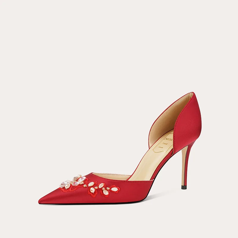 

Luxury Womens Wedding Shoes Handmade Rhinestone High Heels for Woman Elegant French Casual Shoes Designer Shoes Zapatos De Mujer