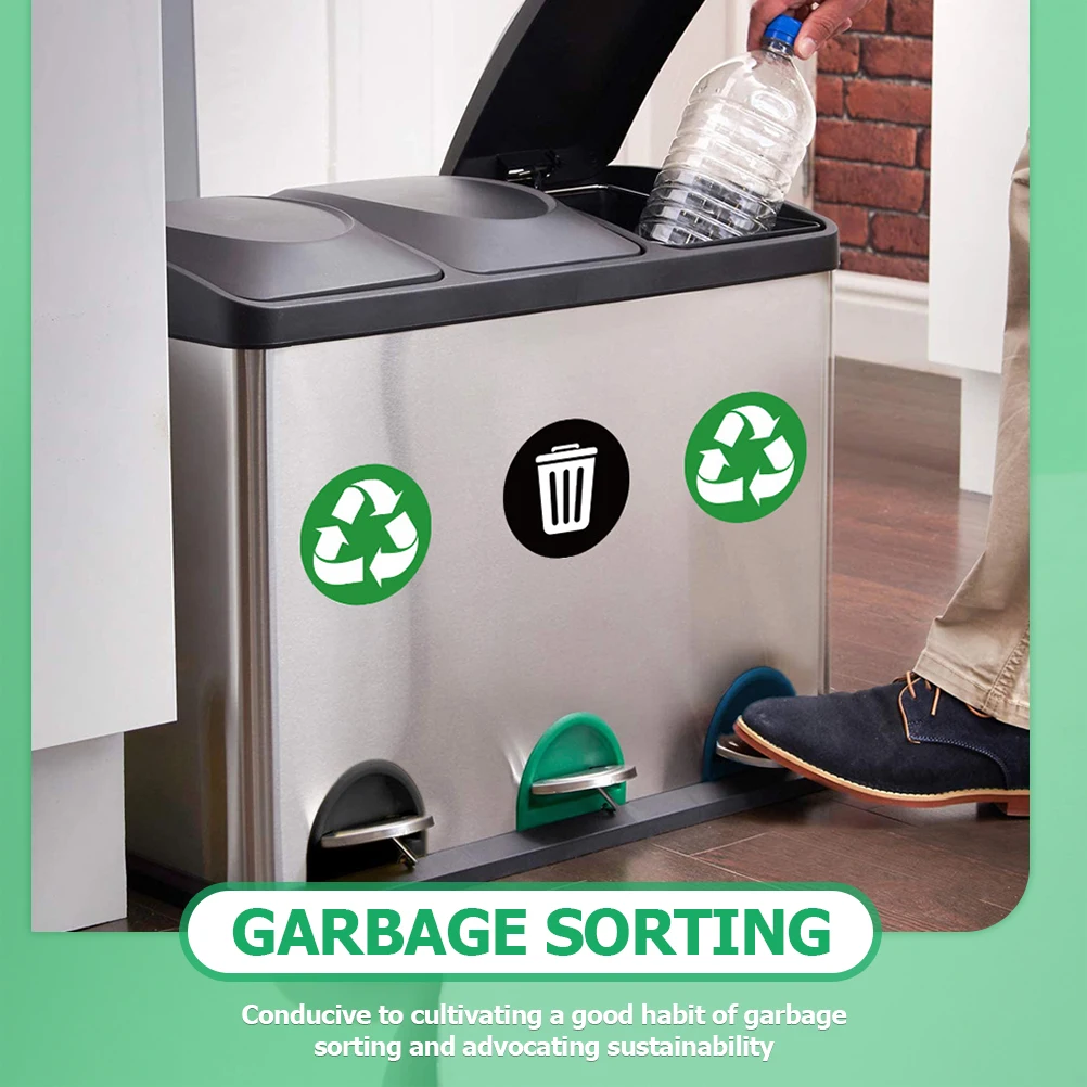 

3 Sets Classification Labels PVC Material Waterproof Recycling Stickers Trash Can Decals Adhesive Bins Signs Easy Use