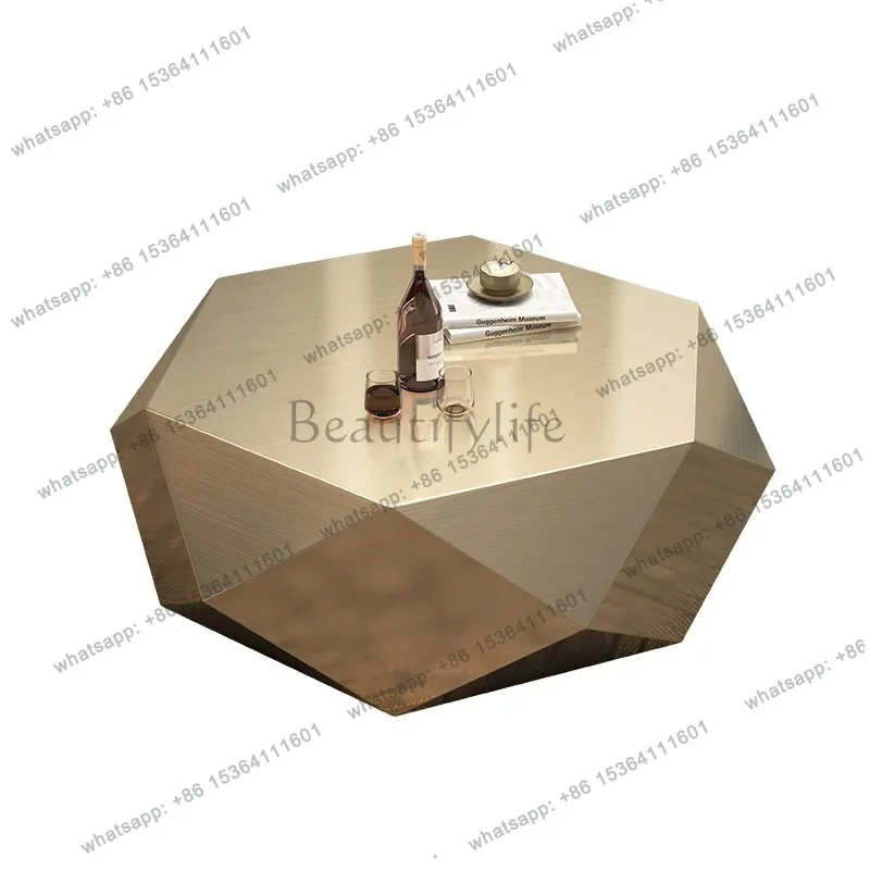 

Golden diamond coffee table advanced sense modern simplicity special-shaped light luxury living room home Italian minimalist