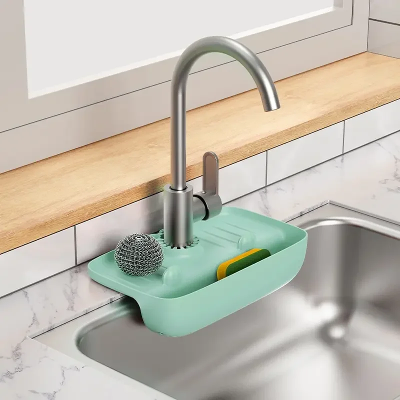 

Faucet Drainer Rack Non-slip Countertop Mat Kitchen Wipe Sponge Wipe Drainer Organizer Rack Kitchen Accessories Tools
