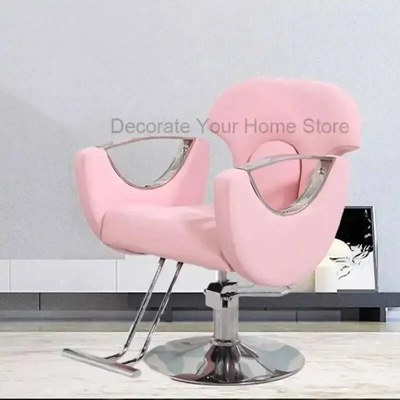 Sillas de barbero giratorias de color rosa, sillas giratorias profesionales para peluquería, Silla estética giratoria, equipo de peluquería MQ50BC