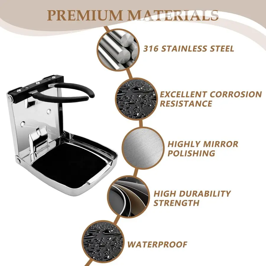 Сверхмощный складной подстаканник, нержавеющая сталь 304, регулируемый с противоударным усилителем, бесшумный дизайн, универсальный для автомобиля, лодки, автофургона, яхты Tr