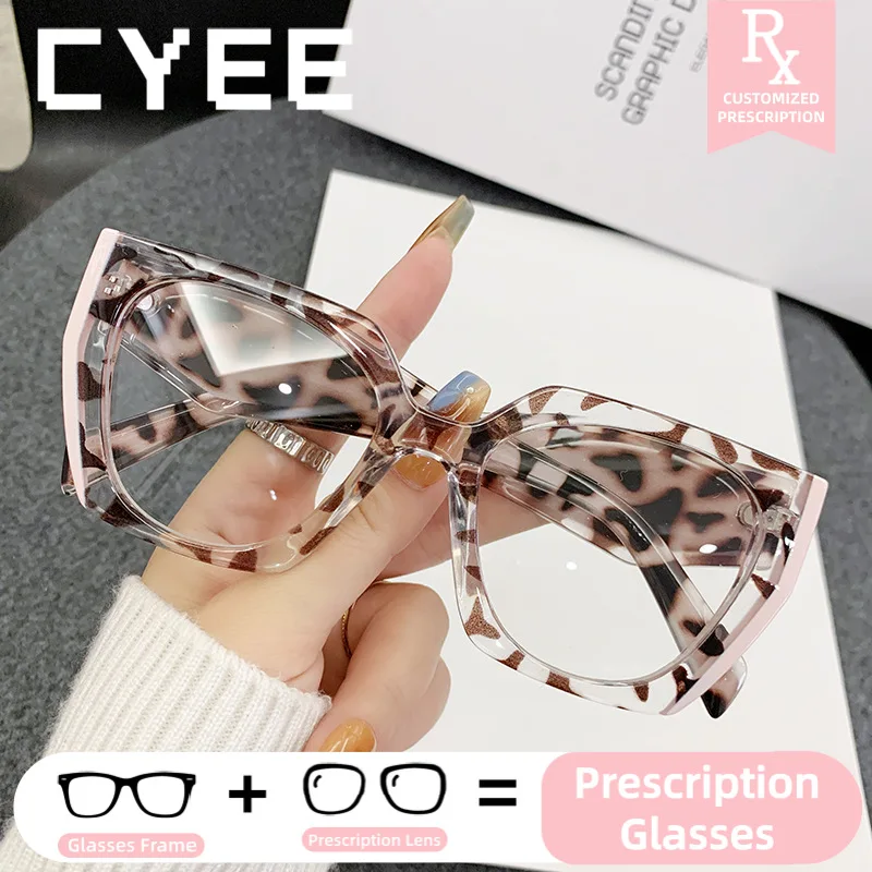 

CYEE Personalized Cat Eye Prescription Eyeglasses Women Anti Blue Light Progressive Lens Customized Photochromic Myopia Eyewear