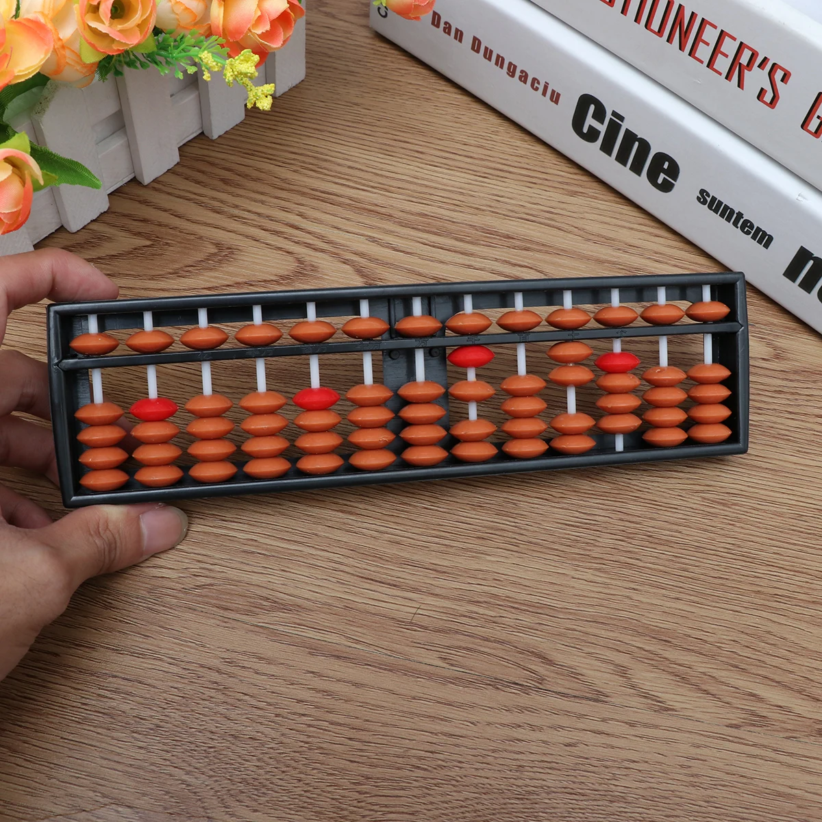 

Plastic Abacus Tools Kids 13 Rods Brown Beads Arithmetic Calculator Counting Toy Math Educational Tool
