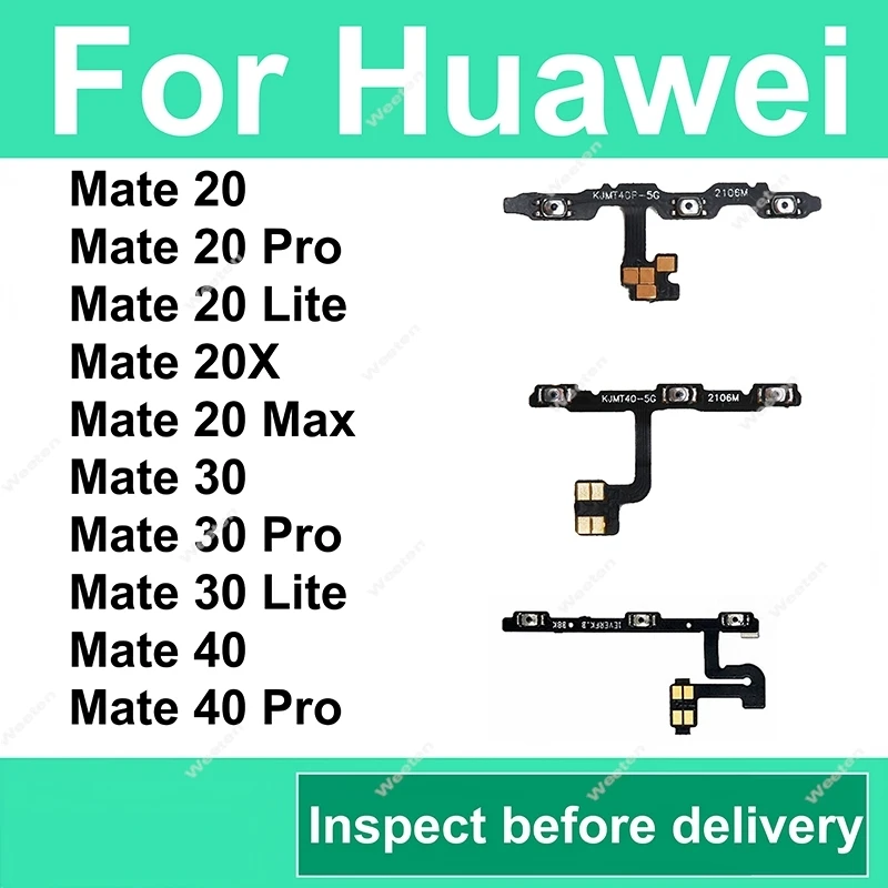 Cable flexible de encendido y volumen para Huawei Mate 20 30 40 Pro 20 30 Lite 20X 20Max 40, teclas de encendido y volumen, piezas de reparación de la cinta flexible