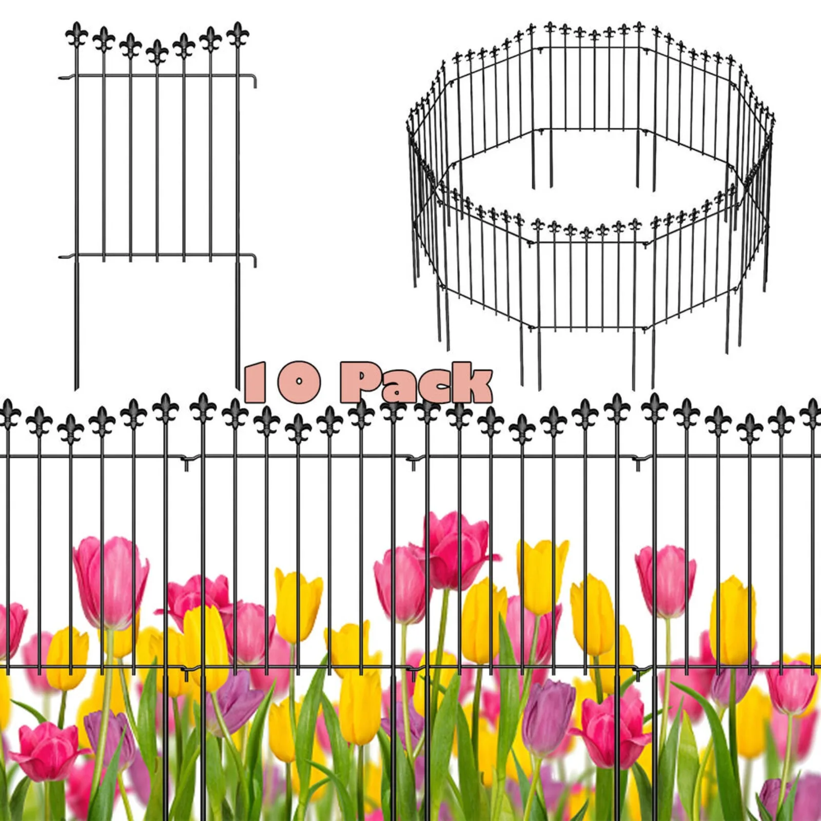 

US 10-foot decorative garden fence animal barrier plate rust-proof is suitable for yard dog frame-