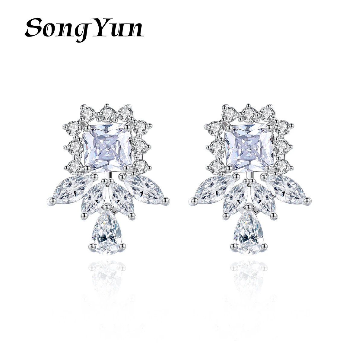 

SongYun Jewelry MHT Quality Brass Stud Earrings Dangle CZ 7A Zircon Engagement Party Luxury Jewelry Women Earring Jewelry