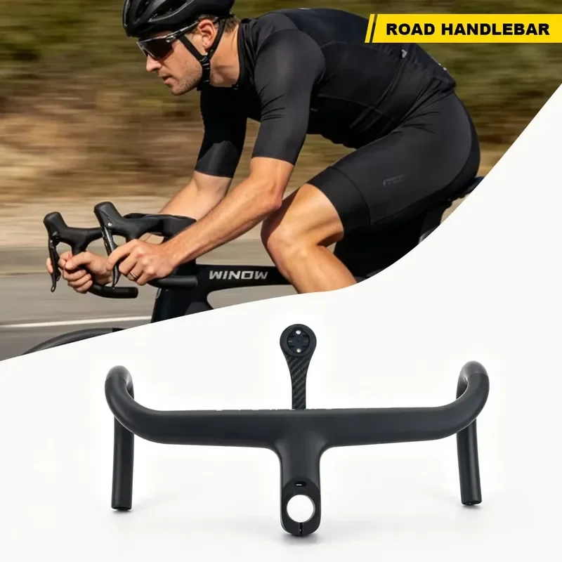 for Winowsports HB018 Carbon Fiber Integrated Handlebar 28.6mm Full Inline Bend Road Bike Parts