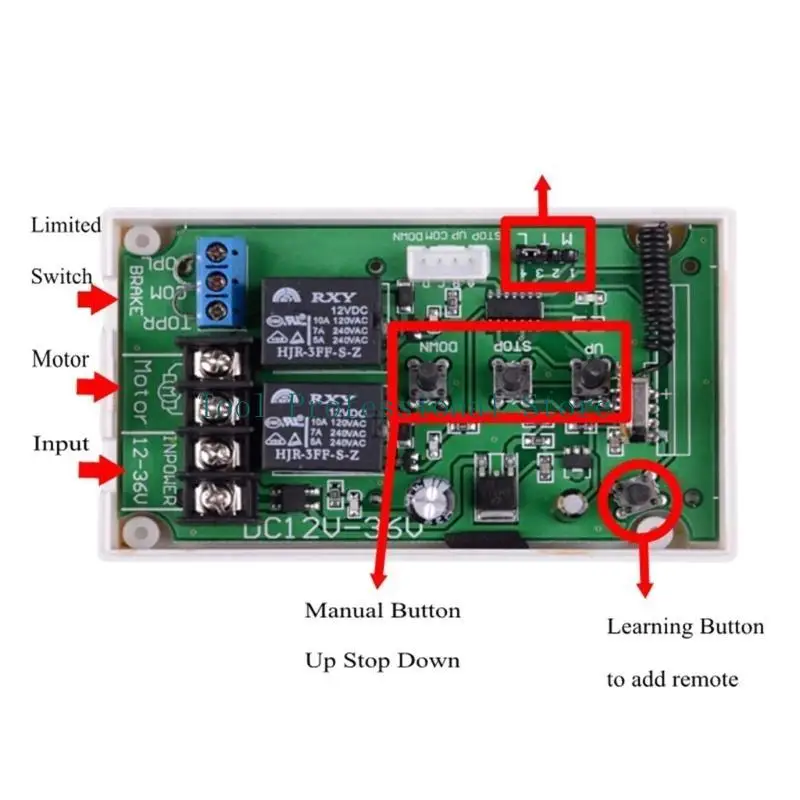 57QF Motor Control Switches for DC12V-36V Motors Remote Controlled Manual Controller with Limit Switches used for Curtains