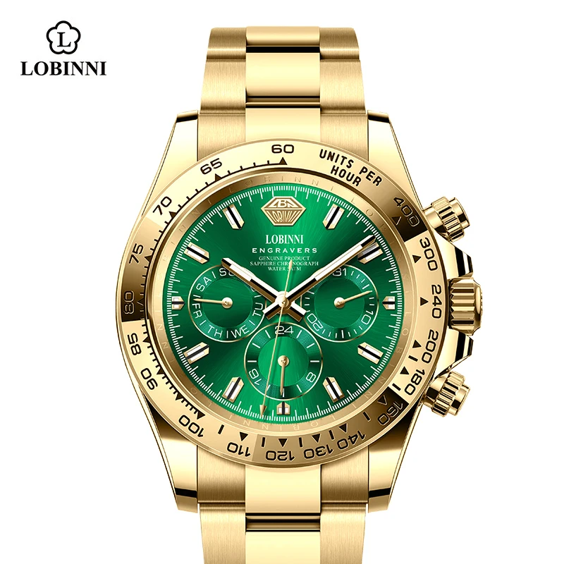 

LOBINNI Brand Sapphire Crystal Glass Calendar Business Automatic Watch Men Waterproof Wristwatch