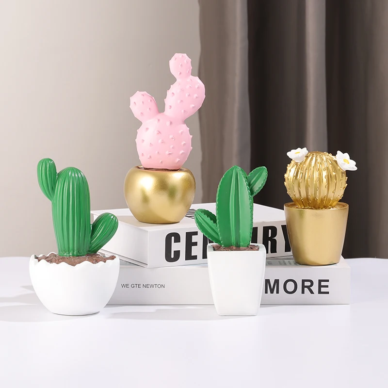 

Resin Cactus Small Potted Plant Ornament Garden Decoration Living Room Tabletop Decorations Balcony Decoration Home Decoration