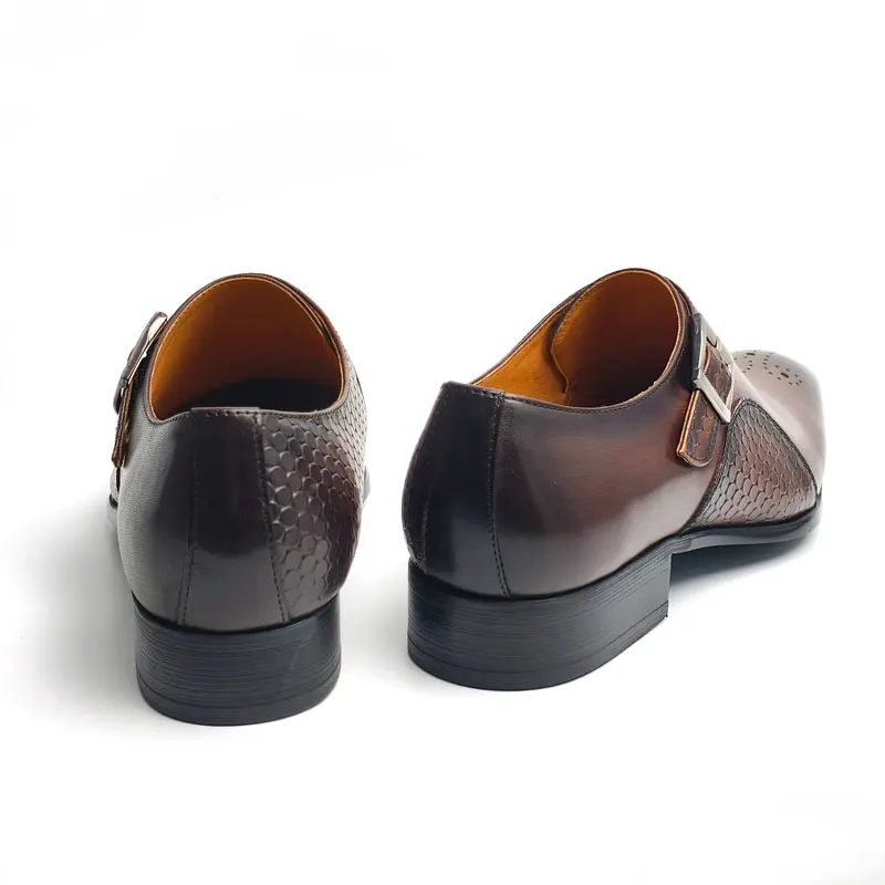 Luxury Men's Leather Shoes Good Quality Leisure Business Fashion Office Shoe Monk Style Dress Wedding Party Genuine Cow Leather - view 6