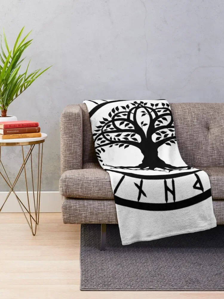 Yggdrasil /// Rune Circle (Variant I) Throw Blanket Furry For Decorative Sofa Blankets