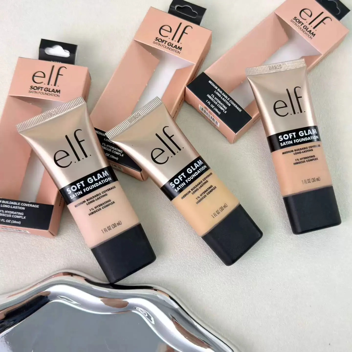 Elf Soft Glam Satin Foundation Liquid Foundation Lasting Moisturizing Concealer&Lip Cheek Dual Purpose Liquid Powder Blusher