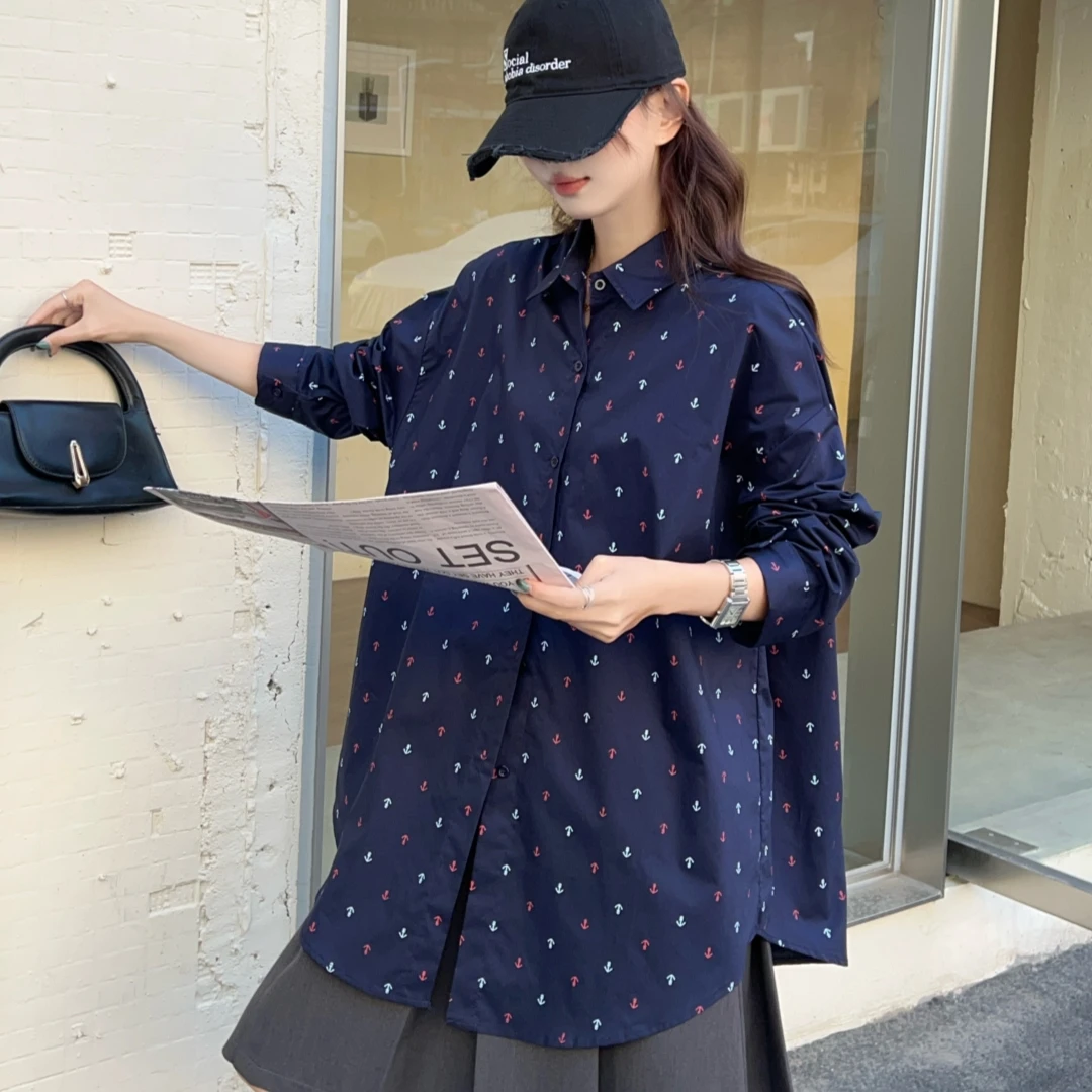 

Корейское весеннее пальто с цветочным принтом, повседневное, свободного кроя, с длинными рукавами, женское, удобное, универсальное, из других материалов, 00%