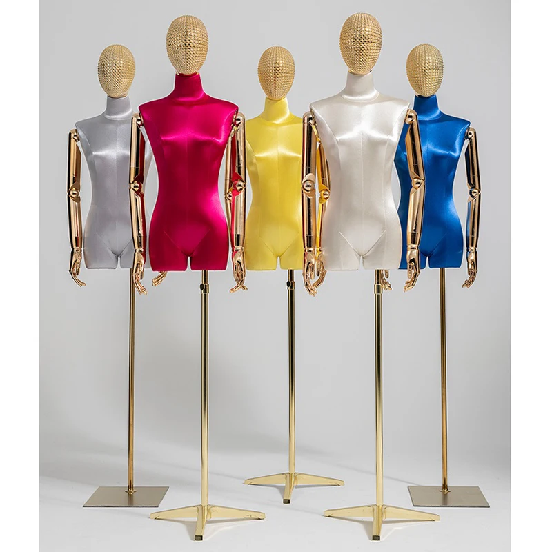 New Arrival Fabric Cover Female Half-body Mannequin Body with Metal Base for Wedding Cloting Display Dress Form