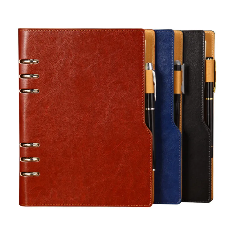 Imagem -06 - Leather Cover Loose-leaf Binder Notebook para Escritório Planejador de Negócios Diário do Estudante a5 Escrita Memo Notepad 100 Folhas pu