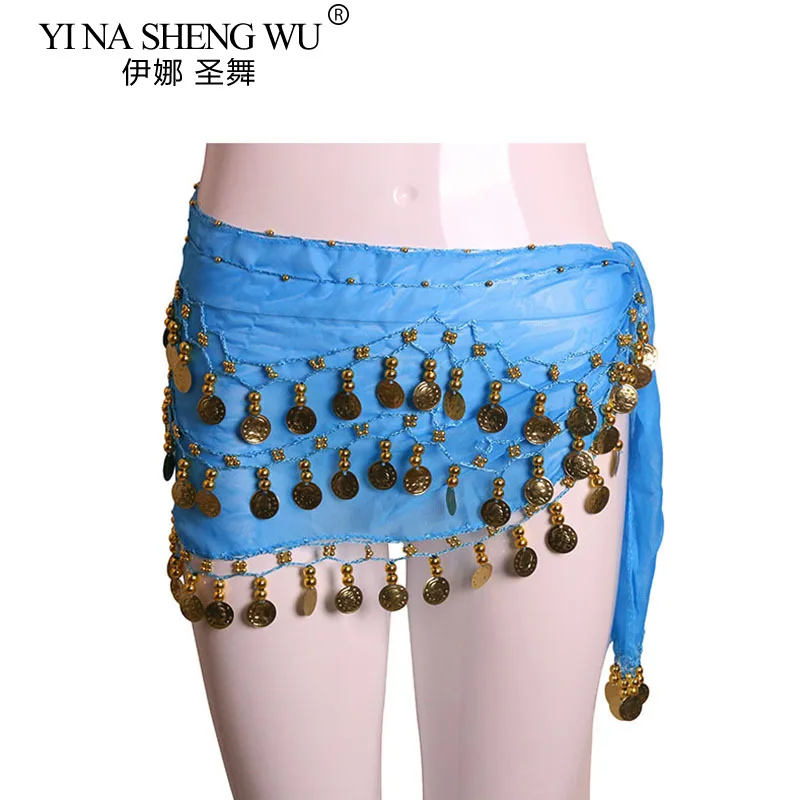 1pc feminino barato dança do ventre hip cachecol acessórios 3 camadas cintos de dança do ventre tom moedas cintura corrente envoltório adulto dança wear cinto