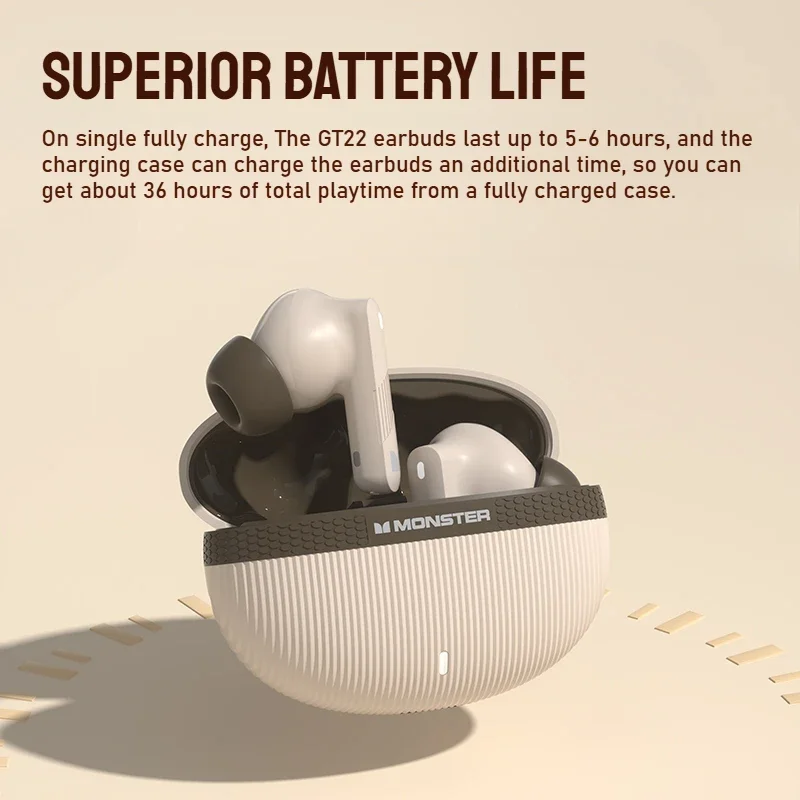 سماعات مونستر GT22 اللاسلكية Bluetooth5.3 سماعات أذن TWS داخل الأذن سماعات ستيريو رياضية مقاومة للماء ميكروفون مدمج #6