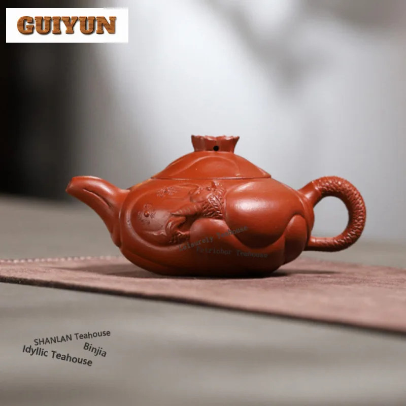 

220 мл антикварные чайники из фиолетовой глины Исин, горшок ручной работы, маленький чайник из красной грязи, чайный сервиз Zisha, коллекция аксессуаров для ча