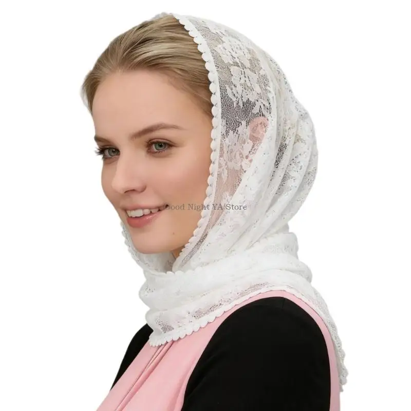  Multipurpose Chapel Lace Tulle Head Cover Mass Embroidery Airy Fabric Wedding Veils