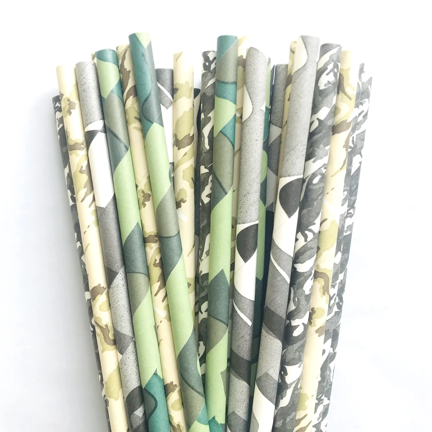 2000 Pcs Pick Styles Camouflage Paper Straws-Camo Patterned Picnic Military Birthday Party Decor Bar,Camping,Wedding,Kids,Bulk