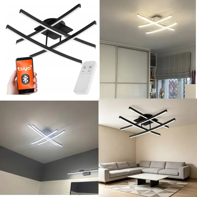 Nordic LED Ceiling Chandelier Dimmable Smart Bluetooth App Control Remote Control Graffiti Style Lighting for Living Room