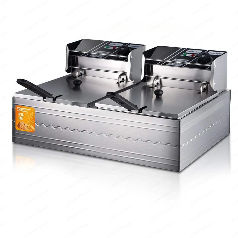 Double-pot small electric fryer, fritters and chips machine, stall fryer, constant temperature electric fryer