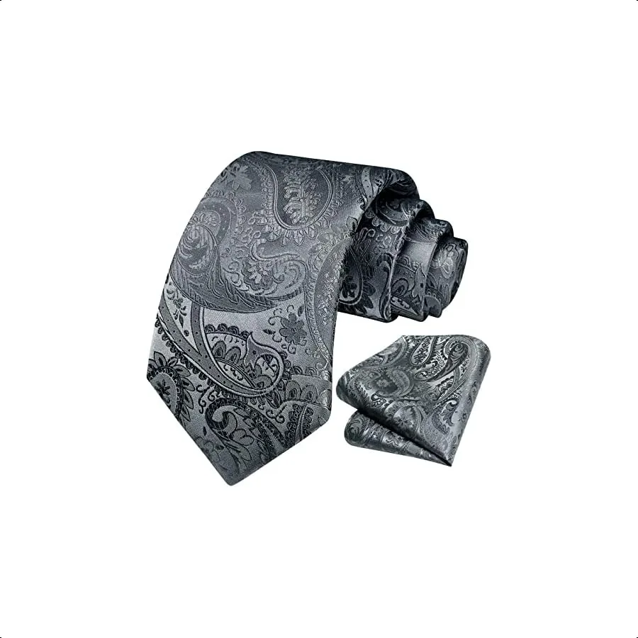 Мужские галстуки HISDERN с узором пейсли, однотонный носовой платок, мужской галстук с цветочным принтом и нагрудный квадратный комплект, свадебные классические мужские галстуки