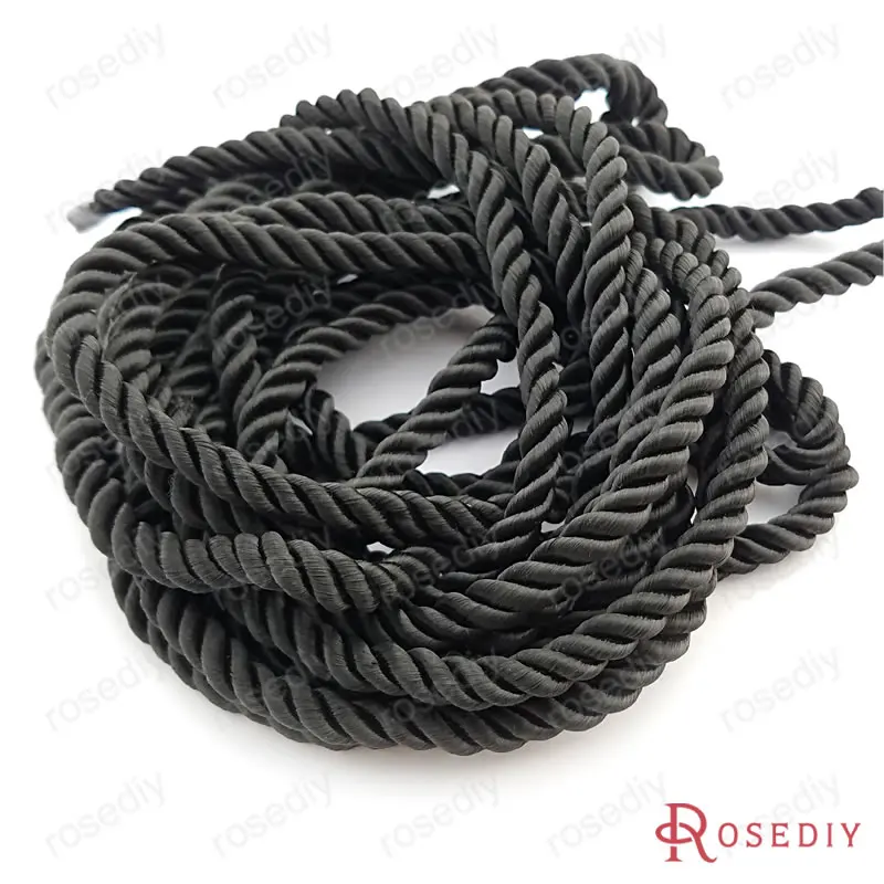Wholesale 5mm Satin  Polyester Cords Three strands of Rope Diy Findings , the price is for 5 meter,tell us color code (T7006)