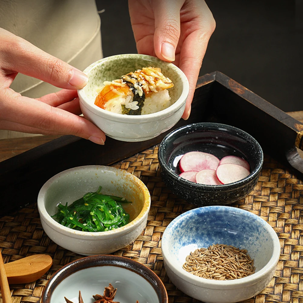 Japanese Ceramic Dipping Bowls,Mini Ceramic Plates For Vinegar,Porcelain Condiment Dipping Cups,Sushi Tableware Mini Cute Bowl