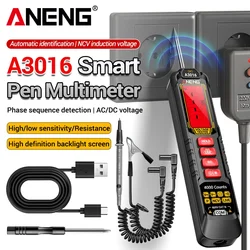 ANENG Digital Multimeter pen type Rechargeable Car with Clip  Non Contact AC DC Voltage Resistance NCV Tester 4000 Counts Tools